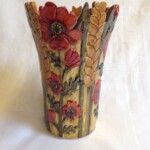pot with red flower design